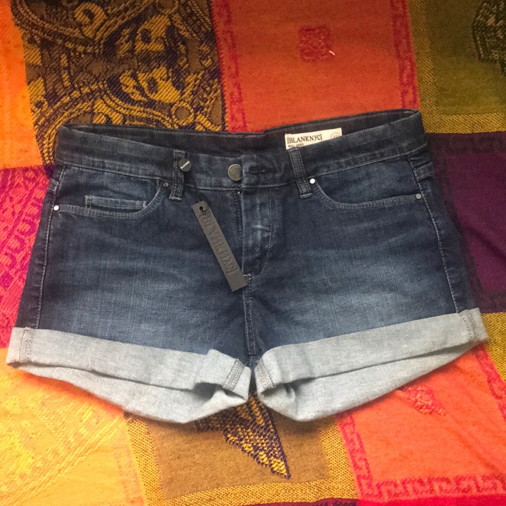 Blanknyc roll over shorts dark blue